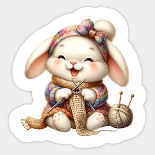 Rabbit Knitting A Sweater Sticker